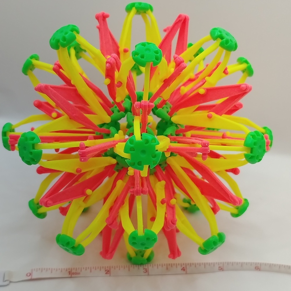 Hoberman Mini Sphere Expanding Breathing Ball Fidget Toy, Neon Pink Yellow Green - Picture 3 of 9